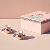 Set 2 cesti pentru espresso si farfurii, 90 ml, Il Viaggio di Nettuno Pink - GINORI 1735