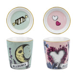 Set 2 cesti pentru espresso si farfurii, portelan, Allegria - BACI MILANO