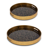 Set 2 tavi rotunde, maro, 34/39.5 cm, Galateo Leaves - SIMONA'S COLLECTION