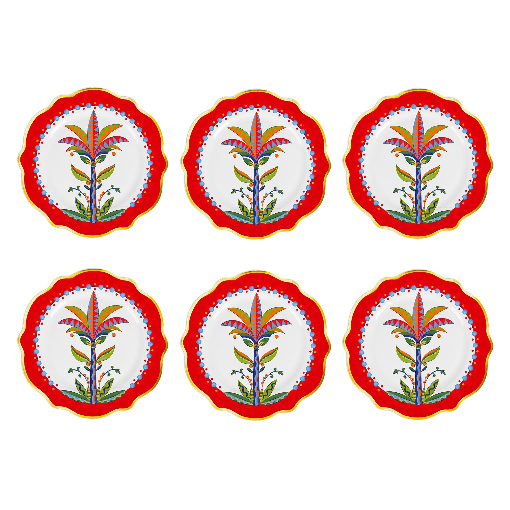 Set 4 farfurii pentru desert Palm tree, portelan, 21 cm, Dolce Vita - BACI MILANO