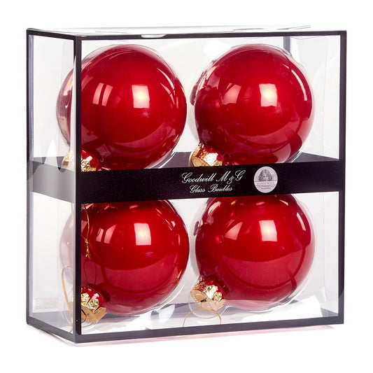 Set 4 globuri decorative, rosu, 10 cm - SIMONA'S CHRISTMAS