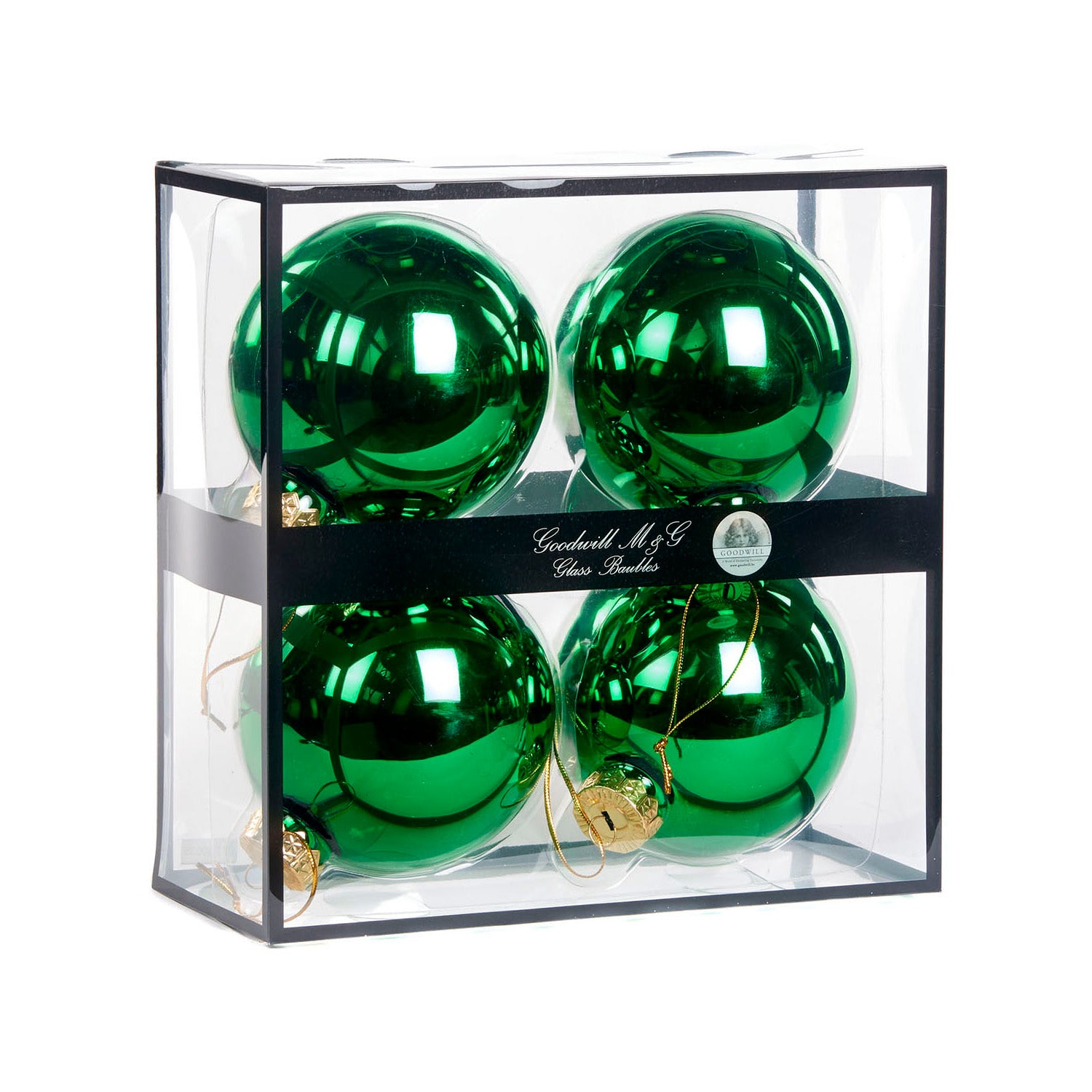 Set 4 globuri decorative, verde lucios, 10 cm - SIMONA'S CHRISTMAS