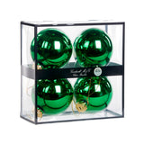 Set 4 globuri decorative, verde lucios, 10 cm - SIMONA'S CHRISTMAS