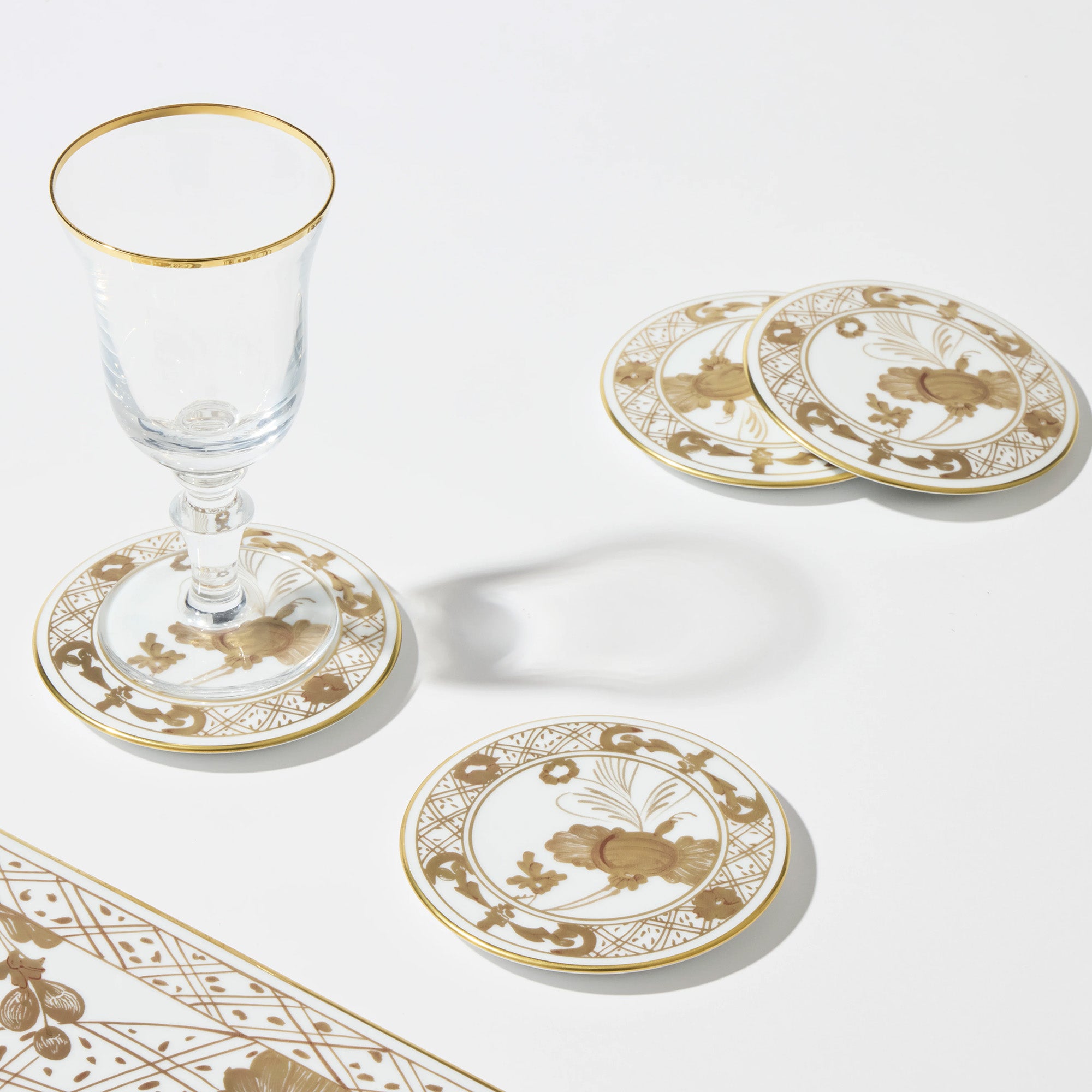 Set 4 suporturi pentru pahar, 9.5 cm, Oriente Italiano Aurium - GINORI 1735