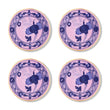Set 4 suporturi pentru pahar, 9.5 cm, Oriente Italiano Azalea - GINORI 1735
