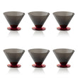 Set 6 boluri din sticla, gri/rosu, 13 cm, Salicornia - SALVIATI