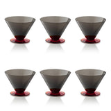 Set 6 boluri din sticla, gri/rosu, 13 cm, Salicornia - SALVIATI