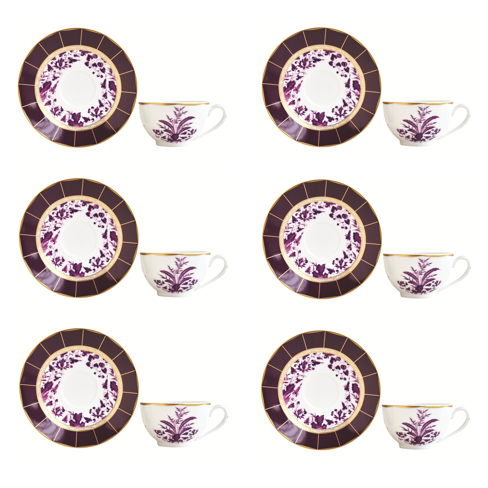 Set 6 cesti pentru ceai si farfurii, 200 ml, Prunus - BERNARDAUD