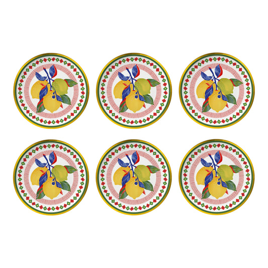 Set 6 farfurii bread and butter Lemons, portelan, 16 cm, Dolce Vita - BACI MILANO