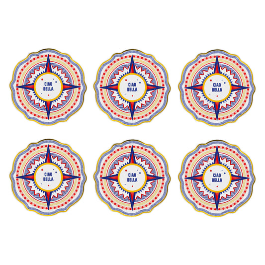 Set 6 farfurii pentru cina Ciao Bella, portelan, 27 cm, Dolce Vita - BACI MILANO