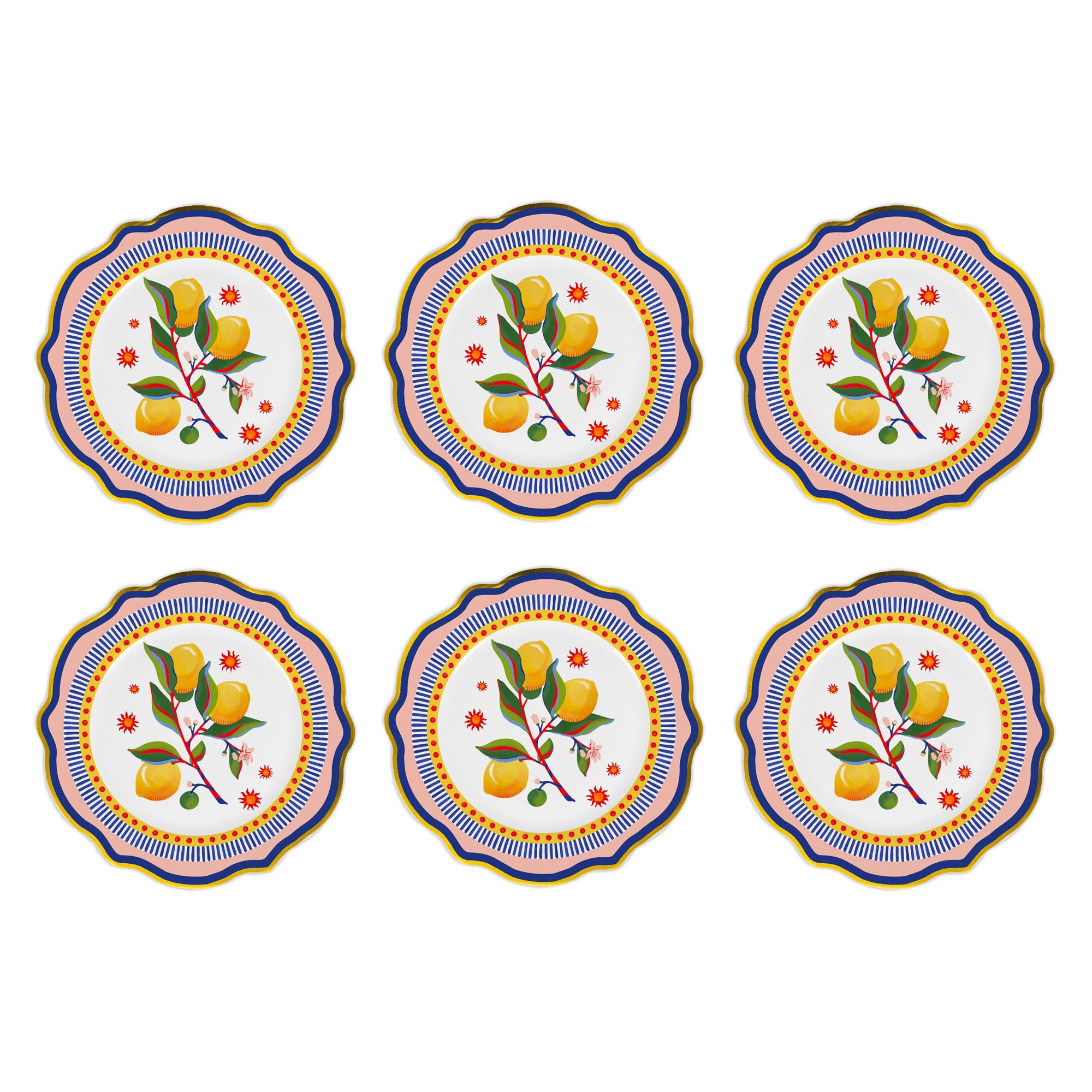 Set 6 farfurii pentru cina Lemons, portelan, 27 cm, Dolce Vita - BACI MILANO