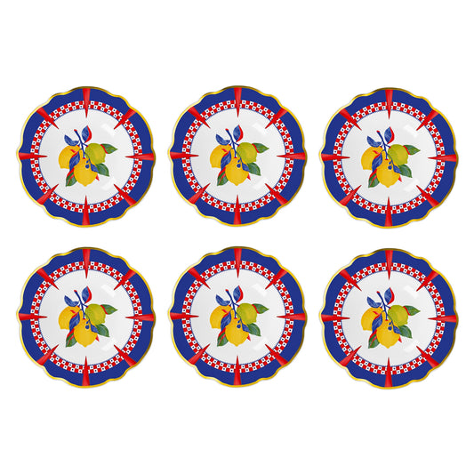 Set 6 farfurii pentru supa Lemons, portelan, 23 cm, Dolce Vita - BACI MILANO