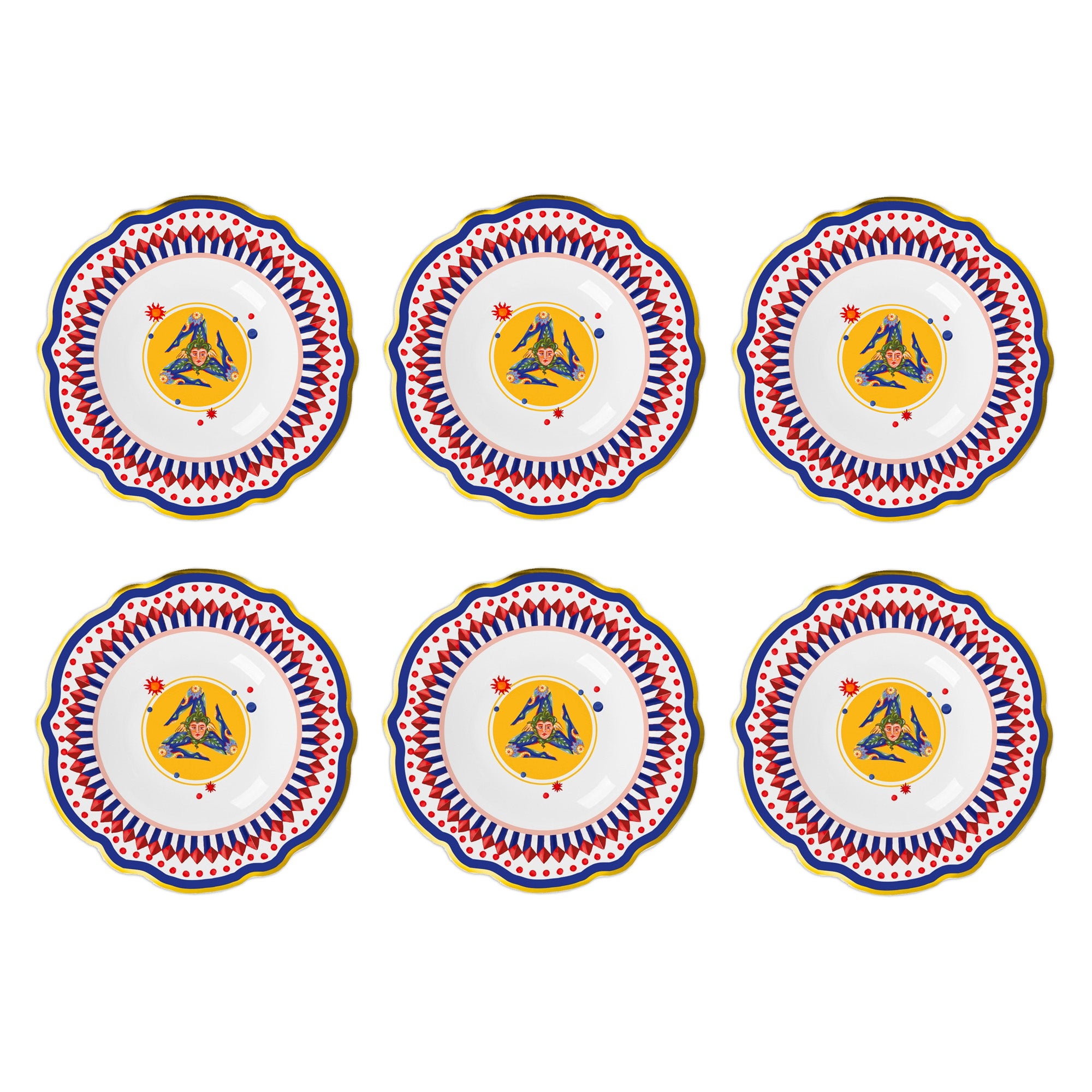 Set 6 farfurii pentru supa Trinacria, portelan, 23 cm, Dolce Vita - BACI MILANO