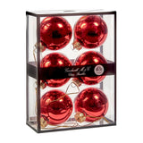 Set 6 globuri decorative, rosu lucios, 7 cm - SIMONA'S CHRISTMAS