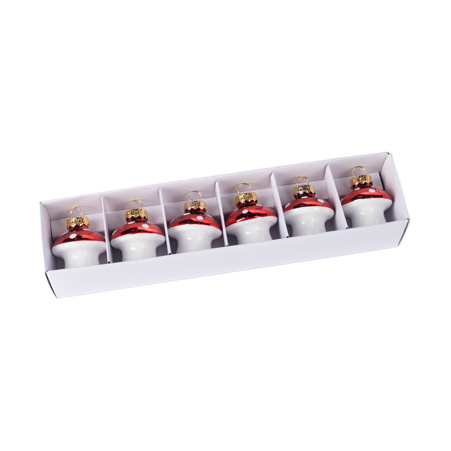 Set 6 ornamente pentru brad, Ciuperca, rosu/alb, 5 cm - SIMONA'S CHRISTMAS