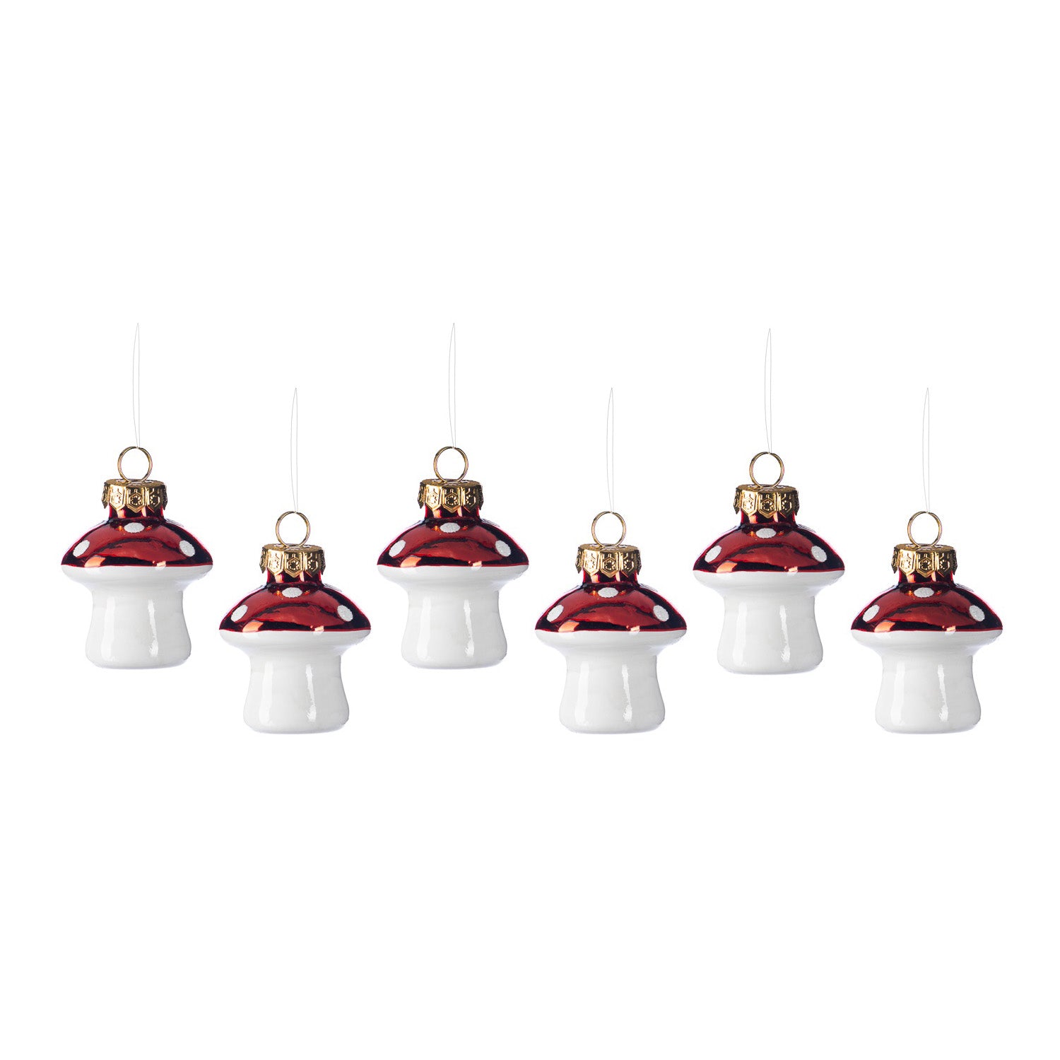 Set 6 ornamente pentru brad, Ciuperca, rosu/alb, 5 cm - SIMONA'S CHRISTMAS