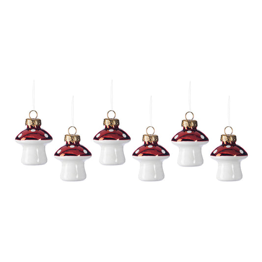 Set 6 ornamente pentru brad, Ciuperca, rosu/alb, 5 cm - SIMONA'S CHRISTMAS