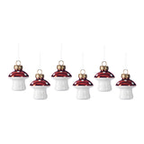 Set 6 ornamente pentru brad, Ciuperca, rosu/alb, 5 cm - SIMONA'S CHRISTMAS