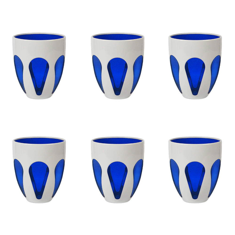 Set 6 pahare pentru apa, acril alb/albastru Aqua - BACI MILANO