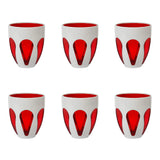 Set 6 pahare pentru apa, acril alb/rosu Aqua - BACI MILANO