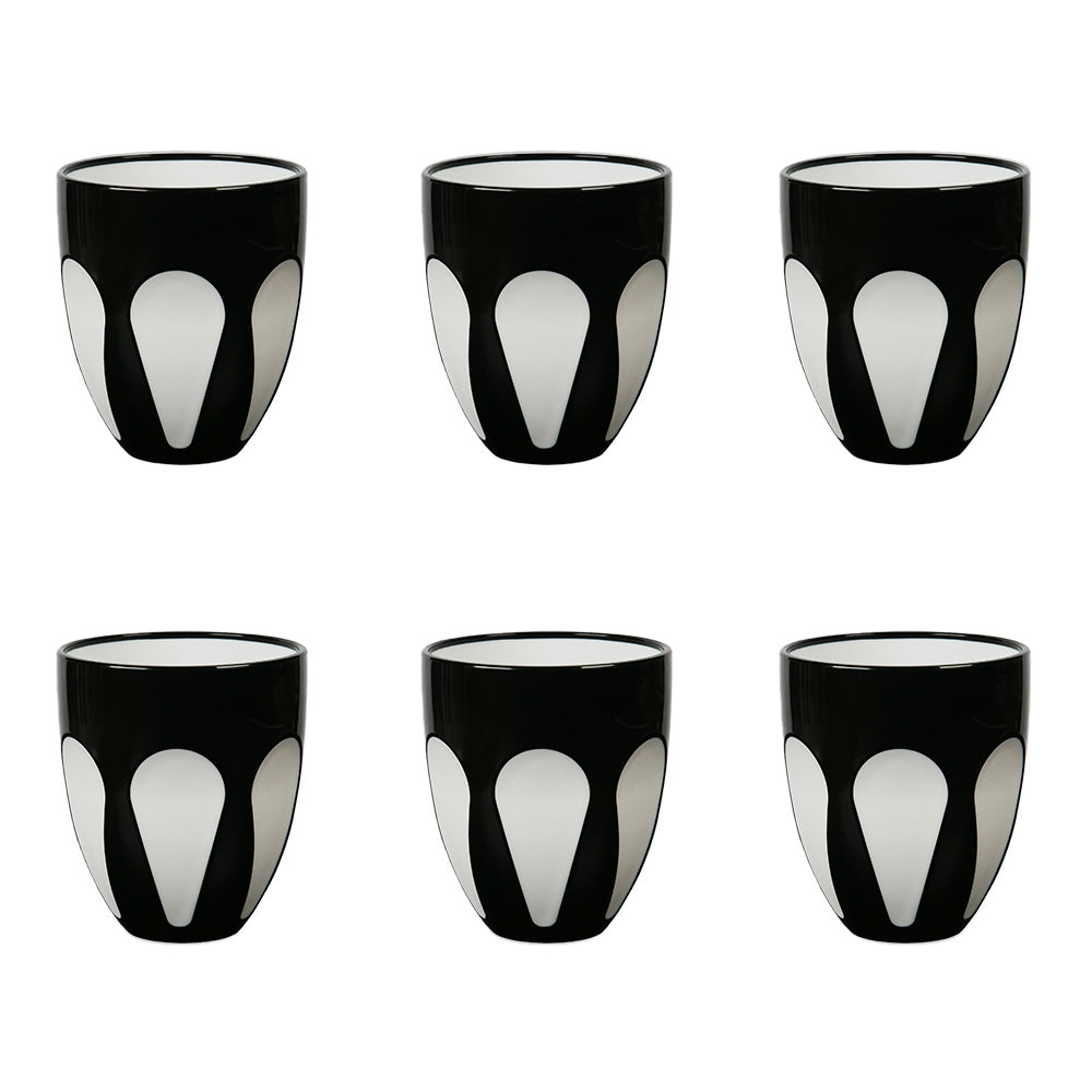 Set 6 pahare pentru apa, acril negru/alb, Aqua - BACI MILANO