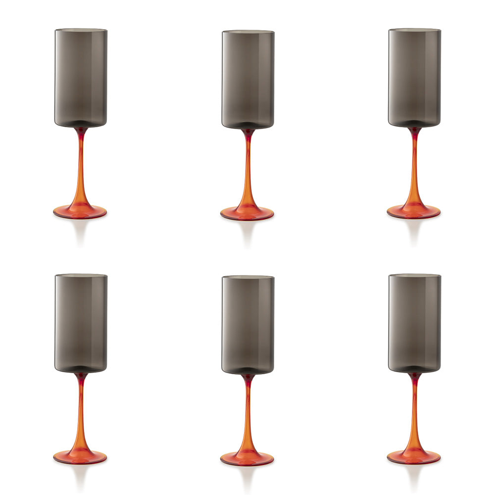 Set 6 pahare pentru sampanie, gri/rosu, Salicornia - SALVIATI