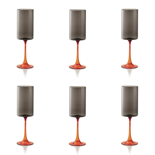 Set 6 pahare pentru sampanie, gri/rosu, Salicornia - SALVIATI