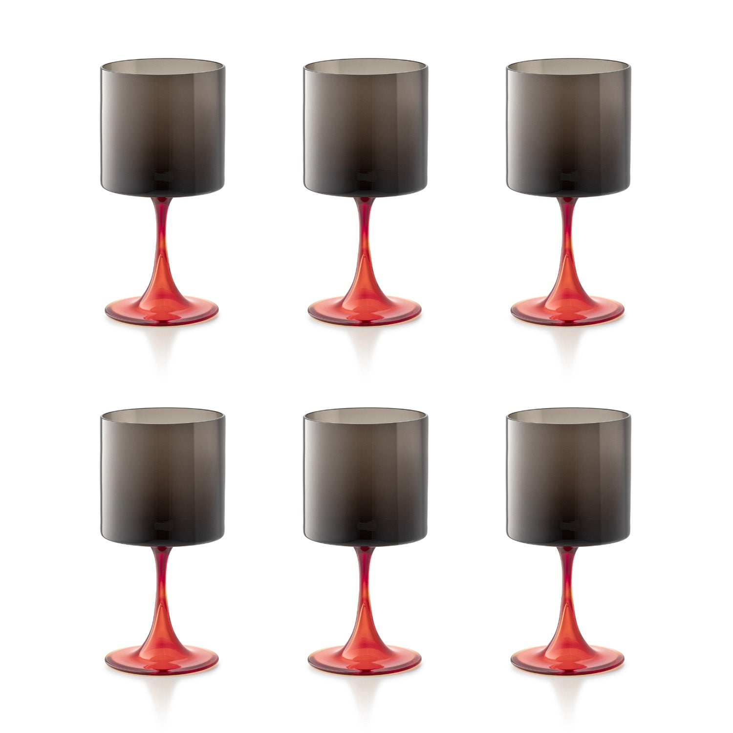 Set 6 pahare pentru vin, gri/rosu, Salicornia - SALVIATI