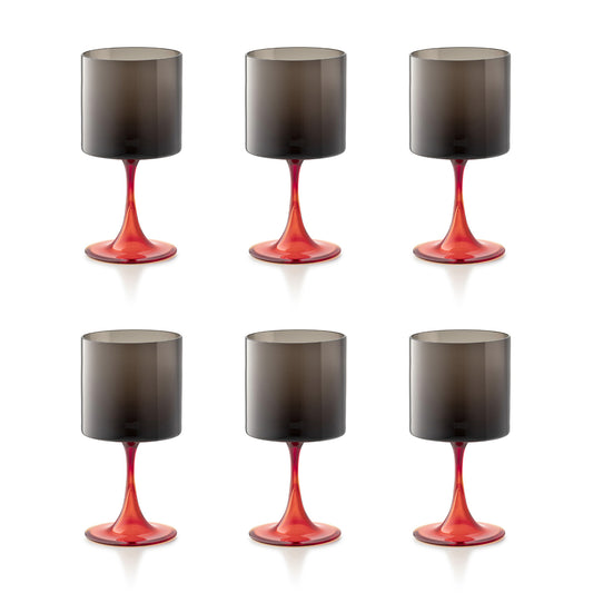 Set 6 pahare pentru vin, gri/rosu, Salicornia - SALVIATI