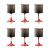 Set 6 pahare pentru vin, gri/rosu, Salicornia - SALVIATI