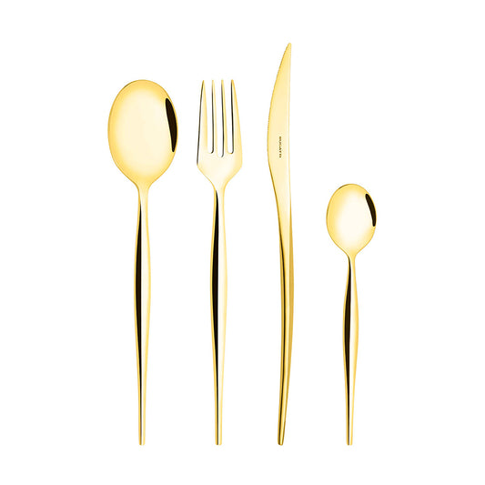 Set tacamuri din otel inoxidabil, 24 piese, Gold, Natura - BUGATTI