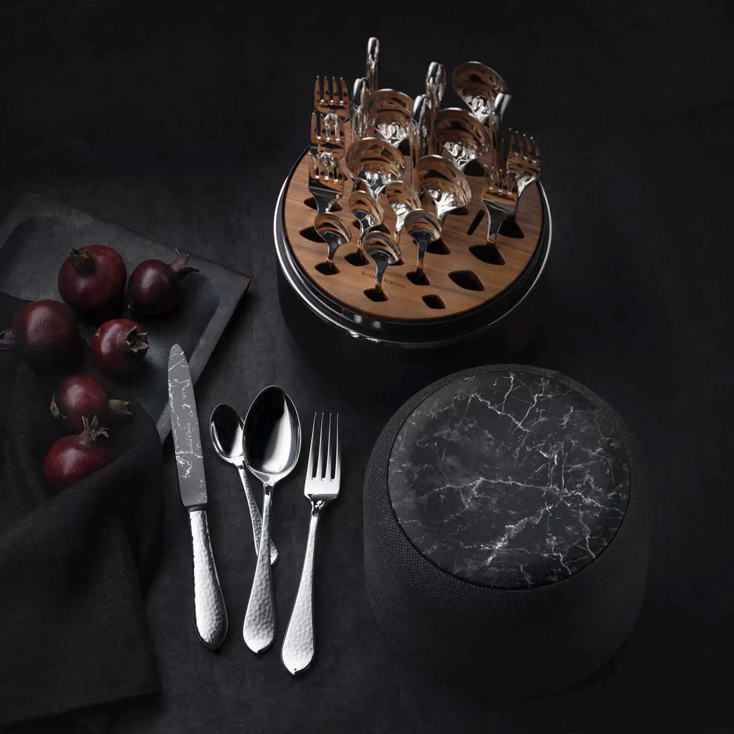Set tacamuri placate cu argint, 24 piese, Martele Marble Cut - ROBBE & BERKING