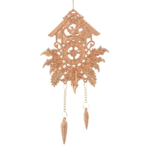 Ornament cuckoo, 18.5cm, auriu, - Simona's Christmas