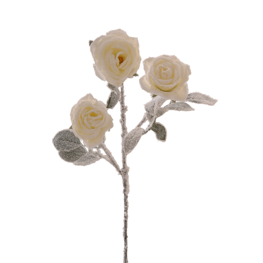 Floare decorativa Trandafir, alb, 76 cm, Lea - Simona's Christmas