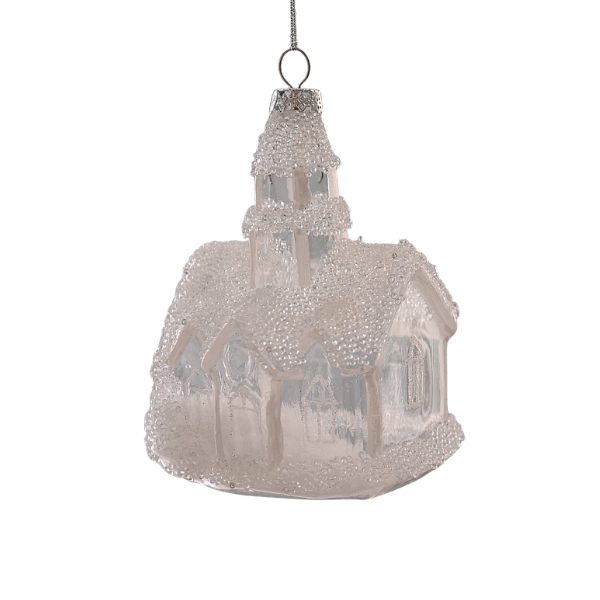 Ornament pentru brad casuta, alb, 14 cm, Niclo - Simona's Christmas