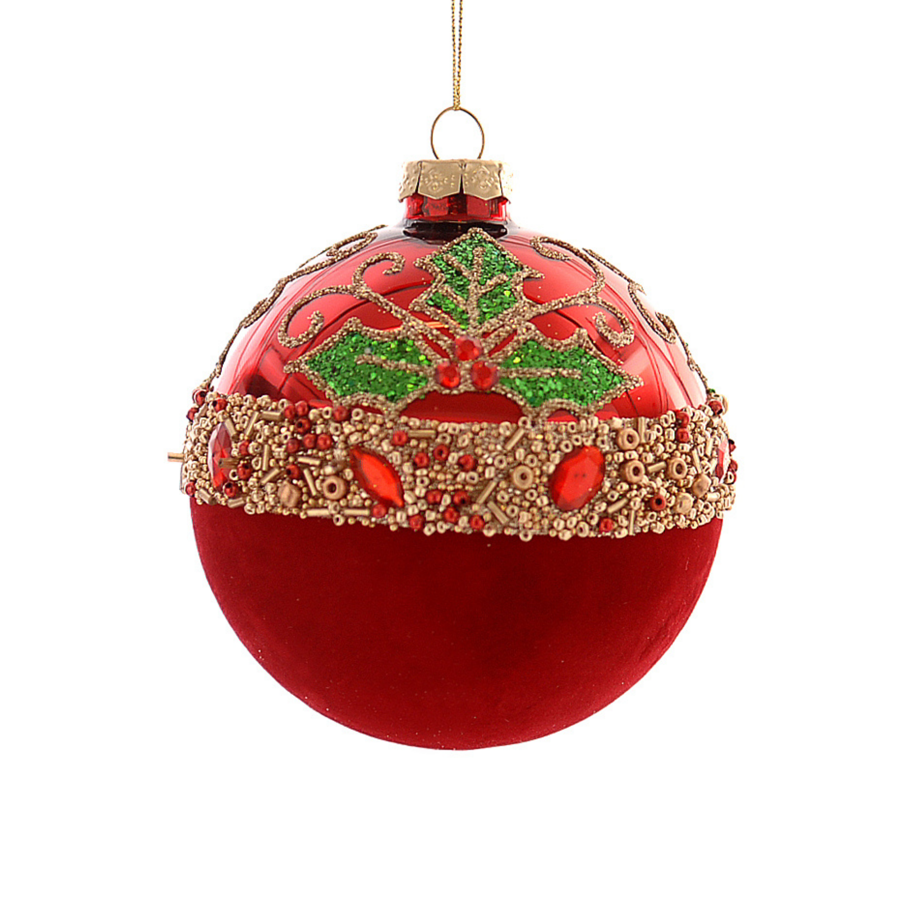 Glob din sticla, rosu, 10 cm, Holly Top - Simona's Christmas