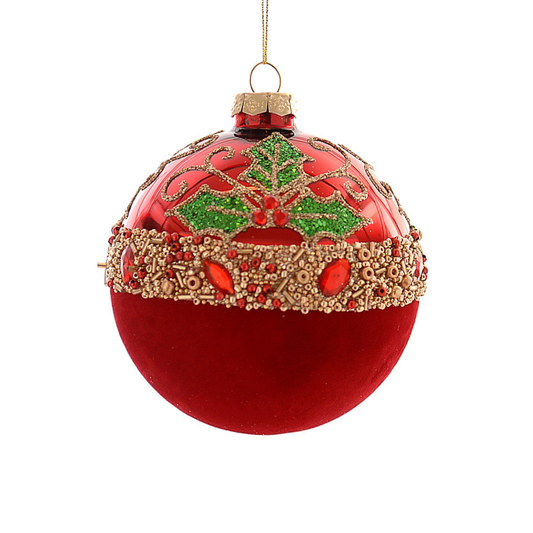 Glob din sticla, rosu, 10 cm, Holly Top - Simona's Christmas