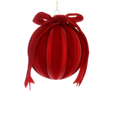 Glob din catifea cu funda, rosu,15 cm, Stripes - Simona's Christmas