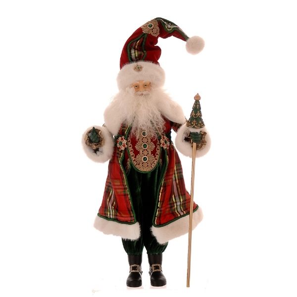 Decoratiune Mos Craciun, 98 cm, Tartan - Simona's Christmas