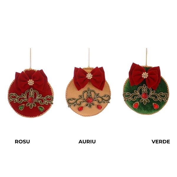 Glob decorativ, rosu/auriu/verde, 14 cm, Adelyn - Simona's Christmas
