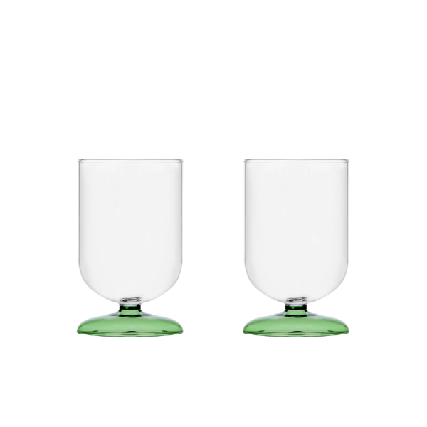 Set 2 pahare cu picior, verde, Bloom by Denis Guidone - ICHENDORF