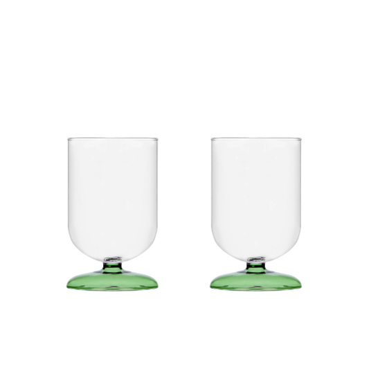 Set 2 pahare cu picior, verde, Bloom by Denis Guidone - ICHENDORF