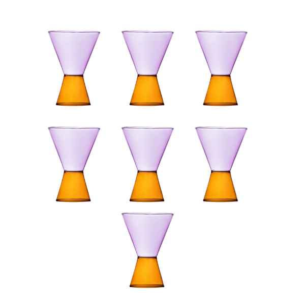 Set 7 pahare, amber-lilac, Travasi by Astrid Luglio - ICHENDORF