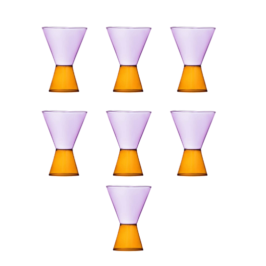 Set 7 pahare, amber-lilac, Travasi by Astrid Luglio - ICHENDORF