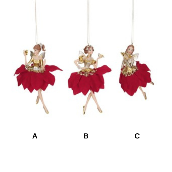 Ornament pentru brad, inger, 16.5 cm, rosu  - Simona's Christmas