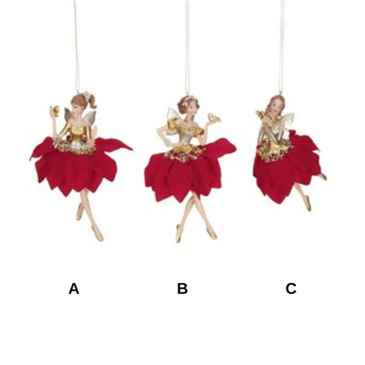 Ornament pentru brad, inger, 16.5 cm, rosu  - Simona's Christmas