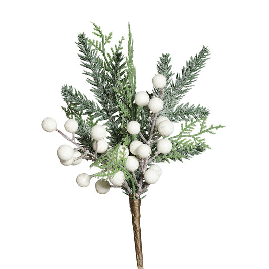 Snop decorativ brad berries, verde/alb, 33 cm - SIMONA'S CHRISTMAS