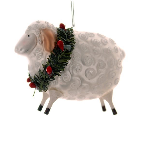 Ornament pentru brad , alb, 9 cm, Sheep - Simona's Christmas