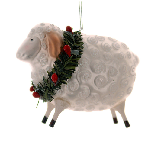 Ornament pentru brad , alb, 9 cm, Sheep - Simona's Christmas