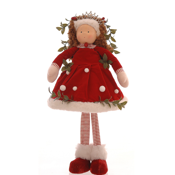 Decoratiune papusa, rosu, 52 cm, Princess Dove - Simona's Christmas